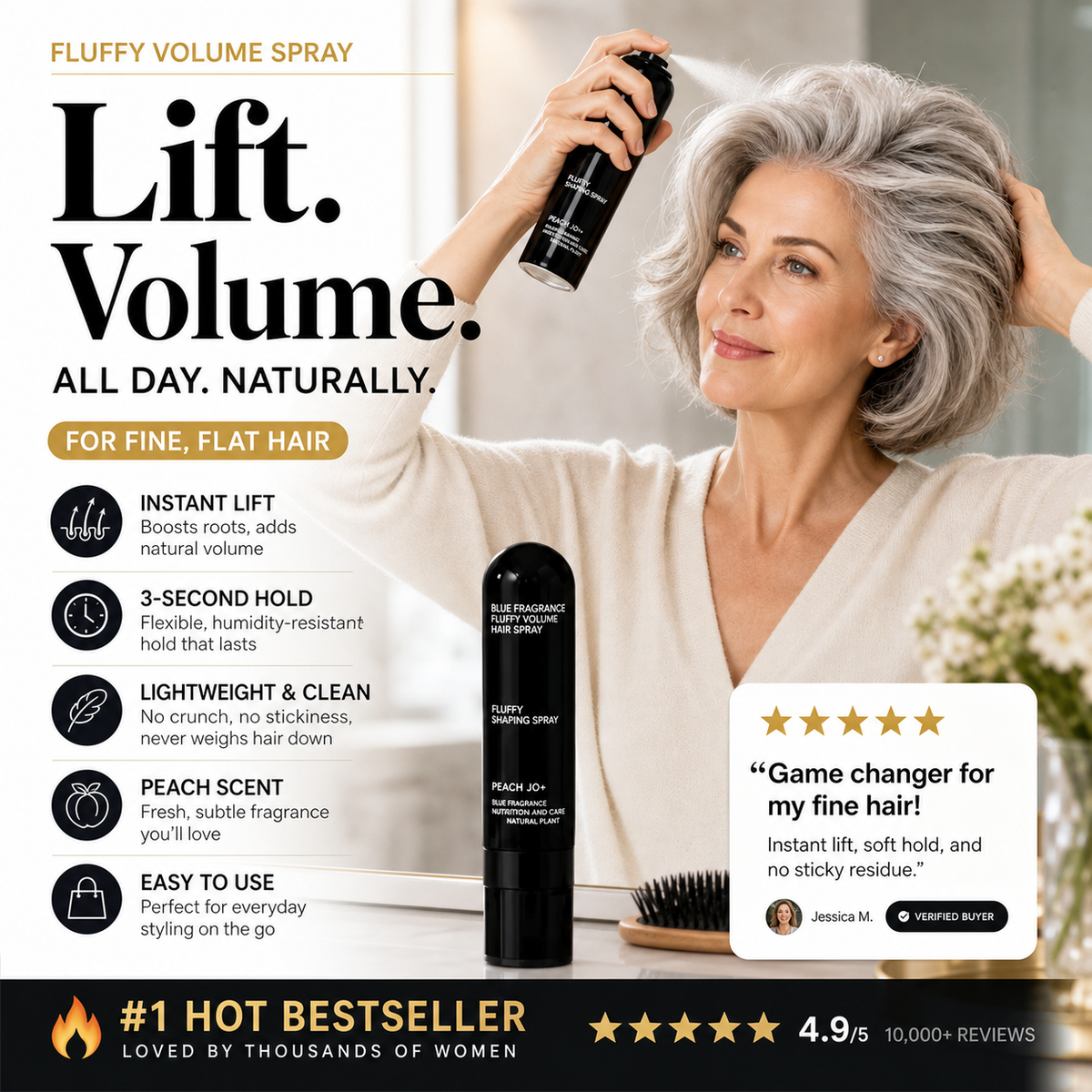💥Limited Time Only!!!   💁 Peach-Scented Volumizing Styling Spray — All-Day Hold